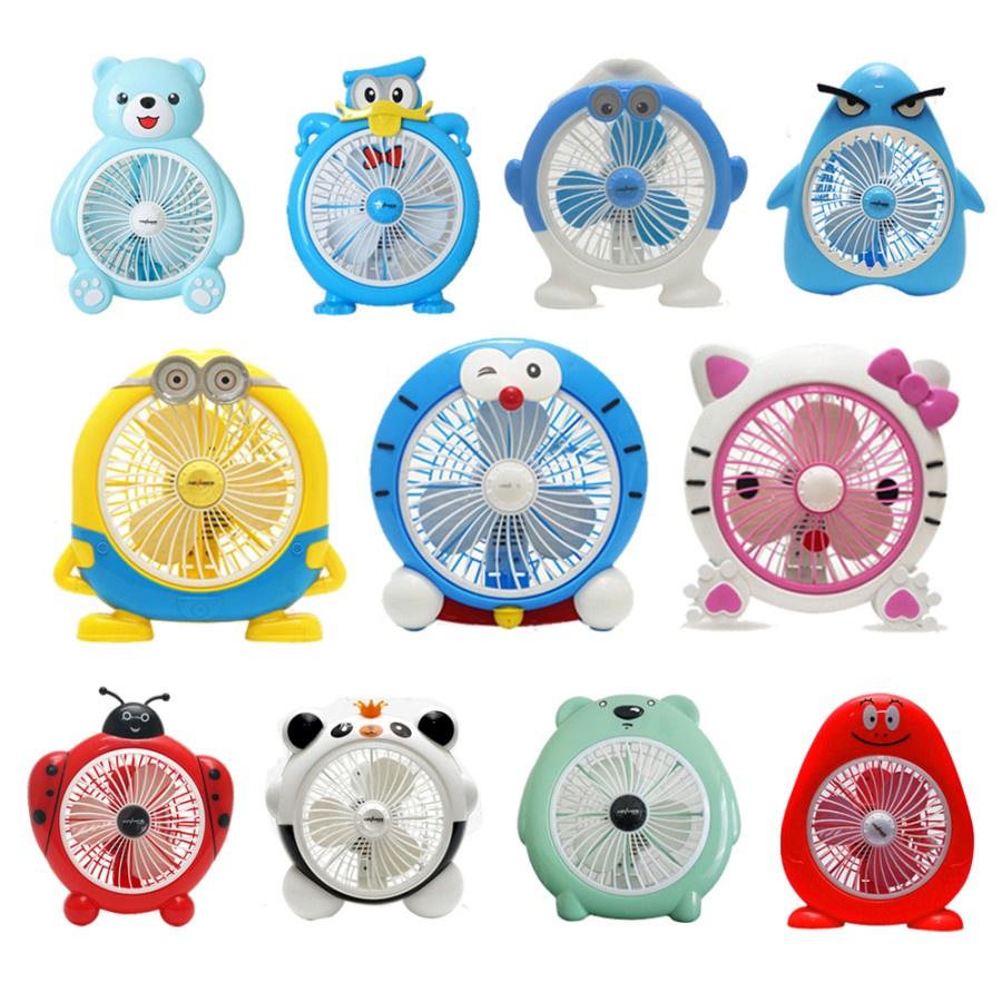 KIPAS ANGIN KARAKTER 10IN 10INCH BOX FAN KIPAS MEJA HELLO KITTY DORAEMON SPIDERMAN IRONMAN PENGUIN DONALD