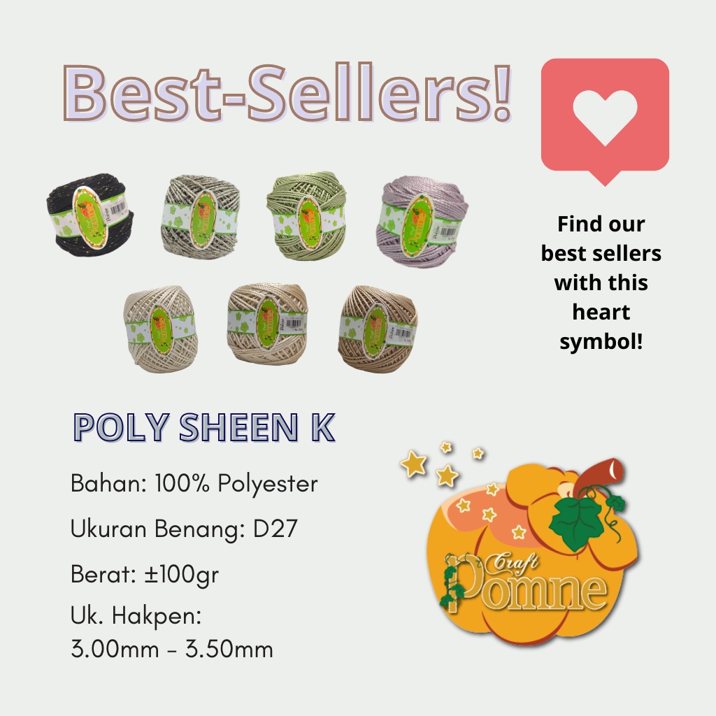 Benang Rajut Poly Sheen K (Poli Kilap) Poliester - PART 2