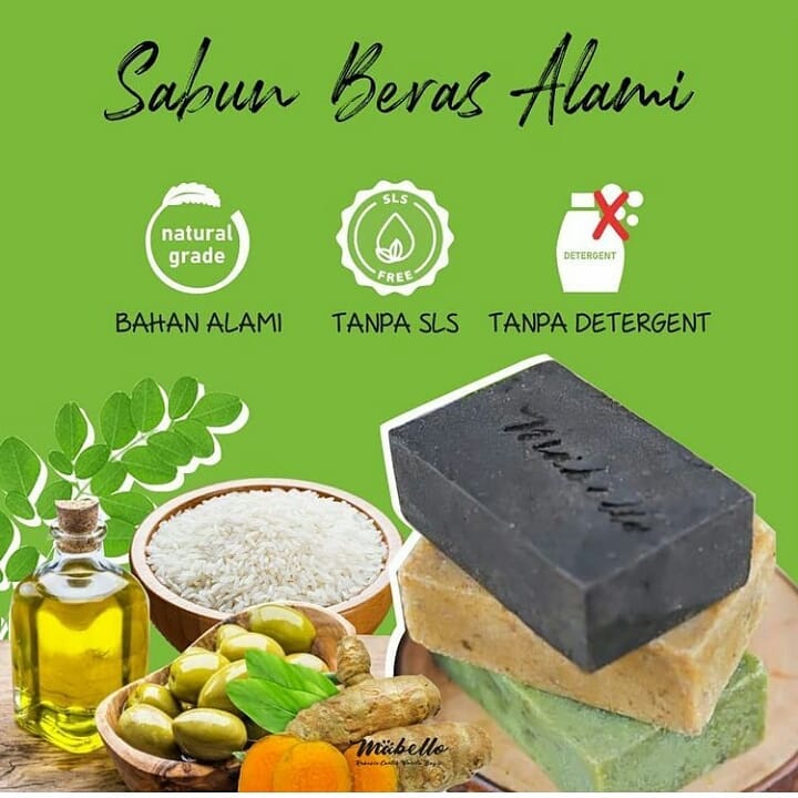 Sabun Herbal Beras Hitam Mabello Sabun Wajah Bedda Lotong Mencerahkan Wajah Mengatasi Jerawat Komedo Flek HItam M1