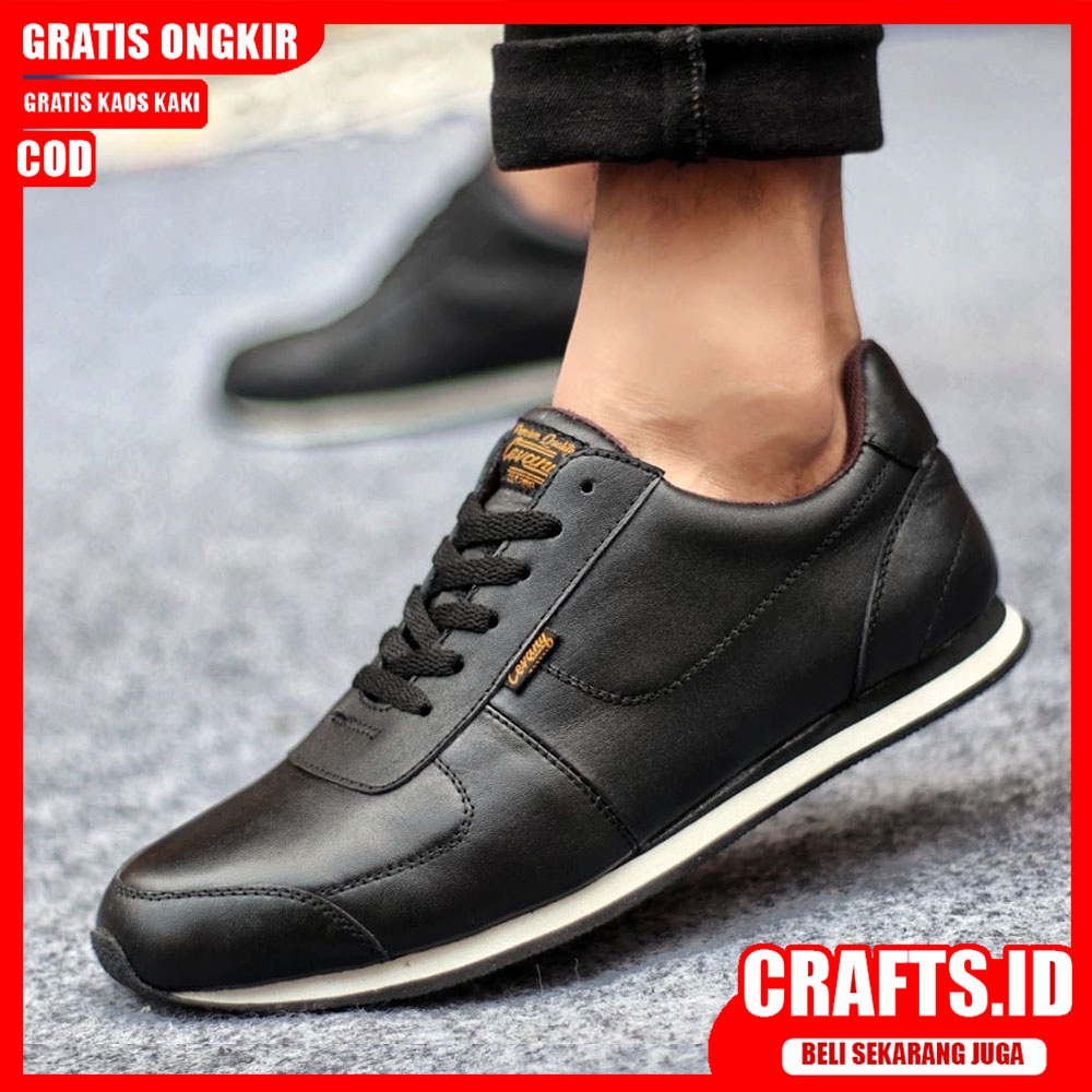 CRAFTS X MORLEY Sepatu Sneaker Pria Cowok/Cowo Kulit Asli Sepatu Pria Sneakers Casual Keren Ori Sepatu Kasual Kerja Kuliah Santai Joging Gaya Keren Kekinian Murah Terlaris