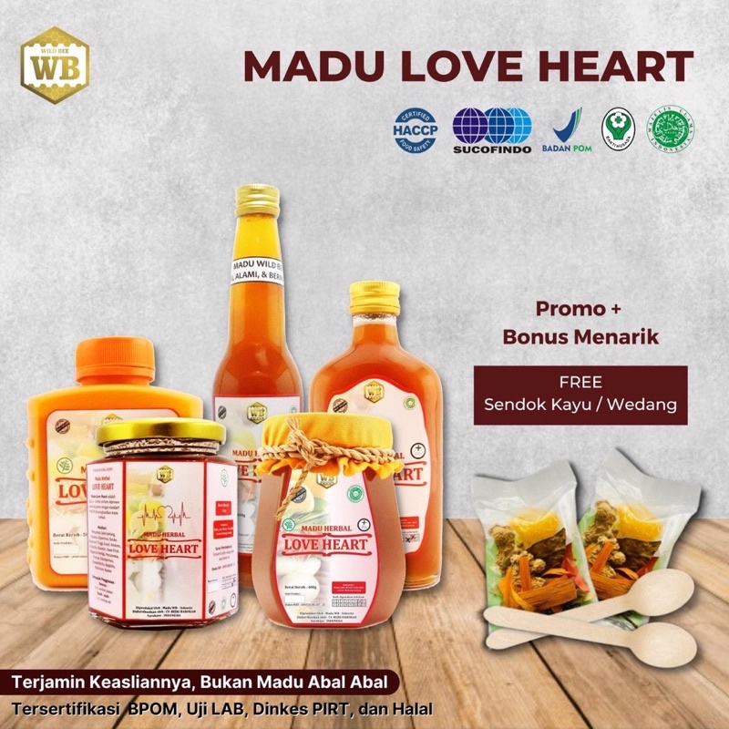 

Madu Love Heart / Madu Herbal - Garansi Murni & Asli 100% - Wild Bee-kemasan ekonomis
