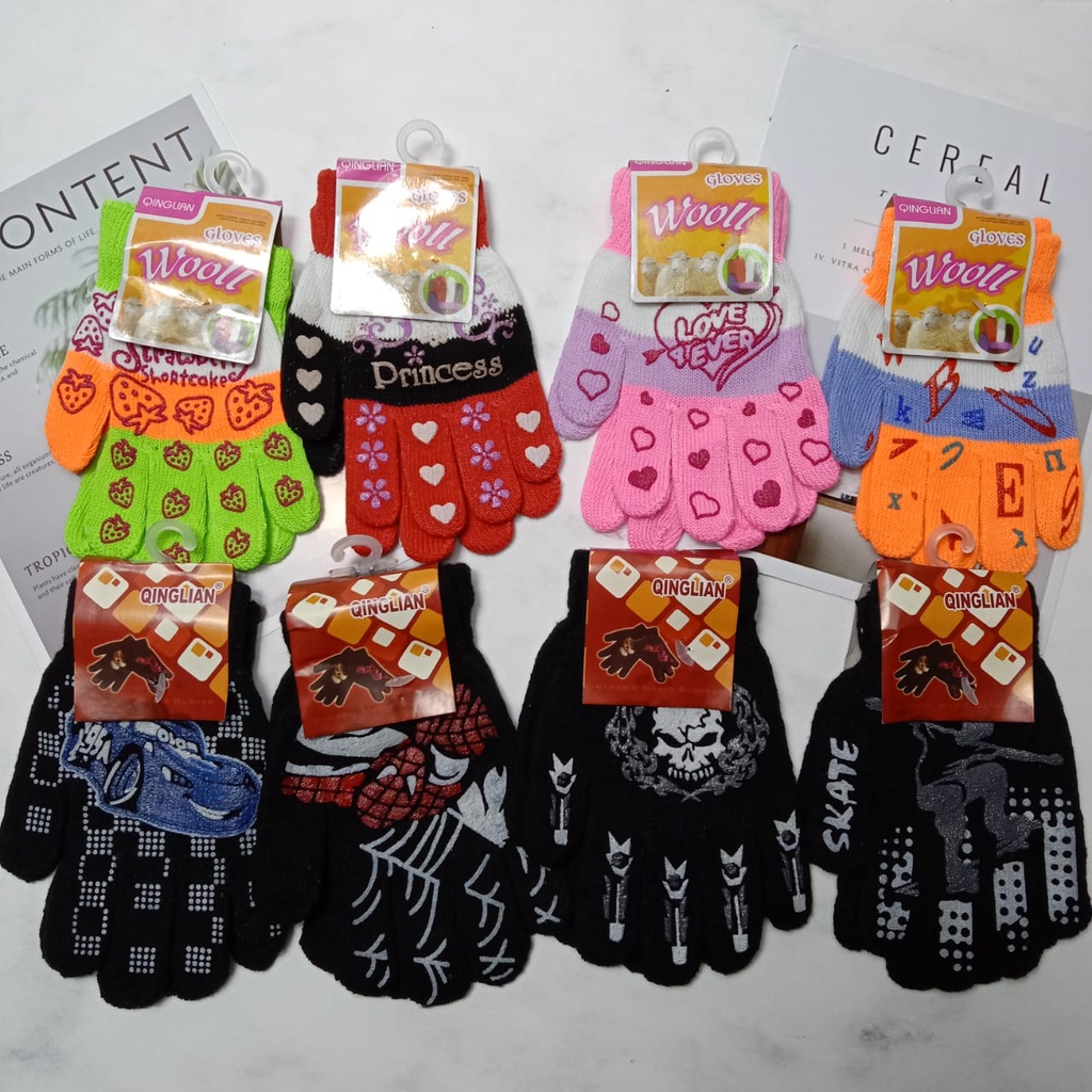 TOKO KL | sarung tangan anak laki laki &amp; perempuan usia 3-8 tahun import bahan lembut elastis dan kuat