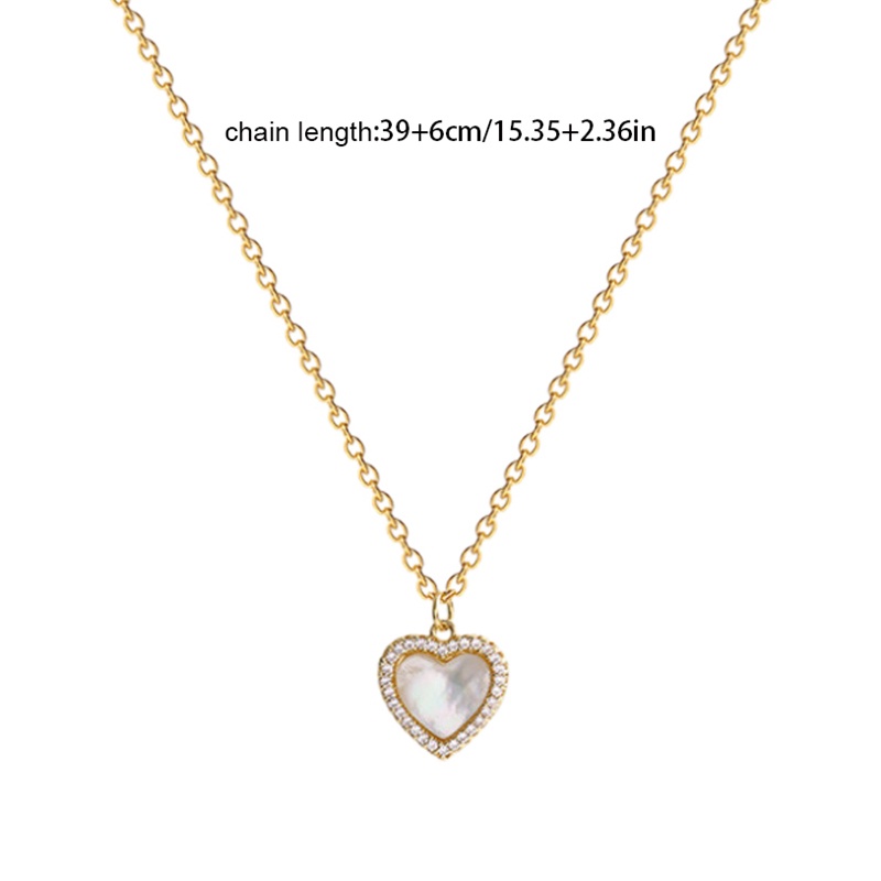 Kalung Rantai Lapis Emas 18K Dengan Liontin Hati Aksen Batu Zircon Kubik Untuk Wanita