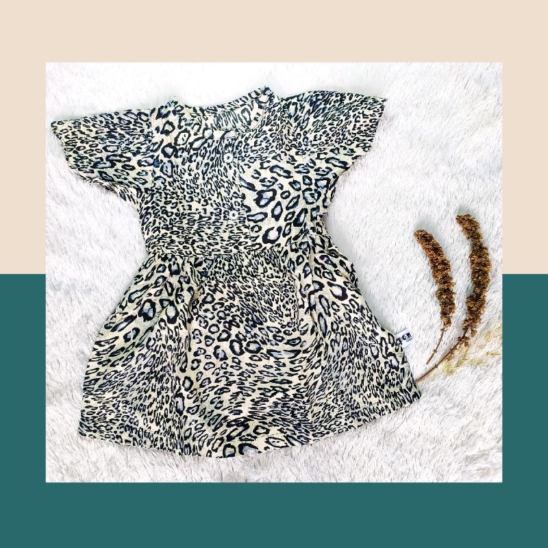 Pamina Baby-Leopard Dress Grey-Dress Katun Rayon-Pakaian Anak Perempuan