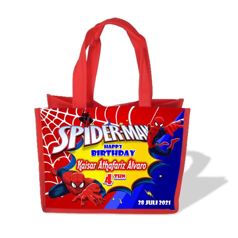 

Tas Goodie bag ultah karakter kartun Tas Souvenir Nama Foto