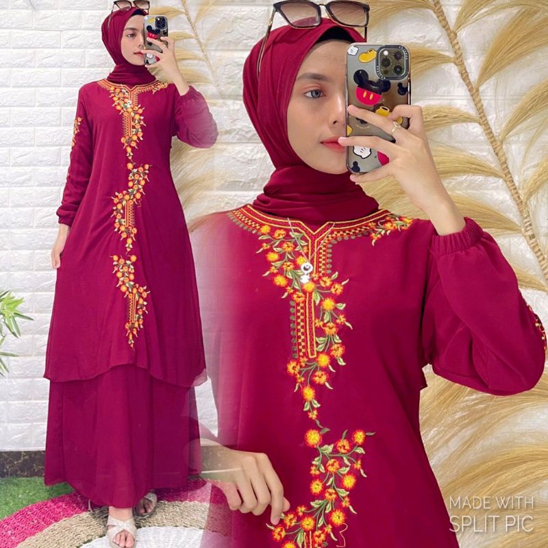 GAMIS MELAYU BORDIR SAKURA
