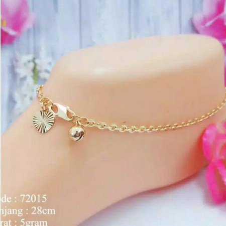 Gelang Kaki Rantai Nori Gepeng Silver Lapis Emas