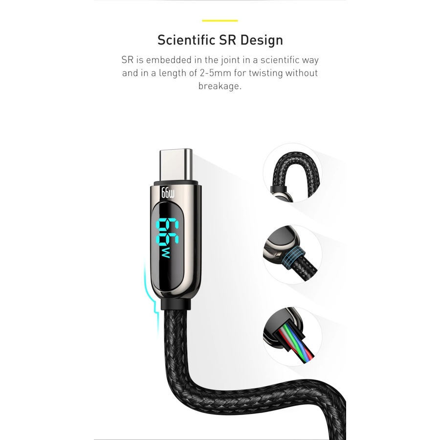 Baseus Digital Display Kabel Data For USB Type-C 6A 66 W