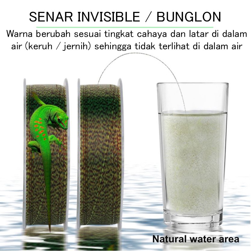 Senar Pancing Benang Memancing Monofilamen Invisible Fishing Line 100m Hijau Army Lumut