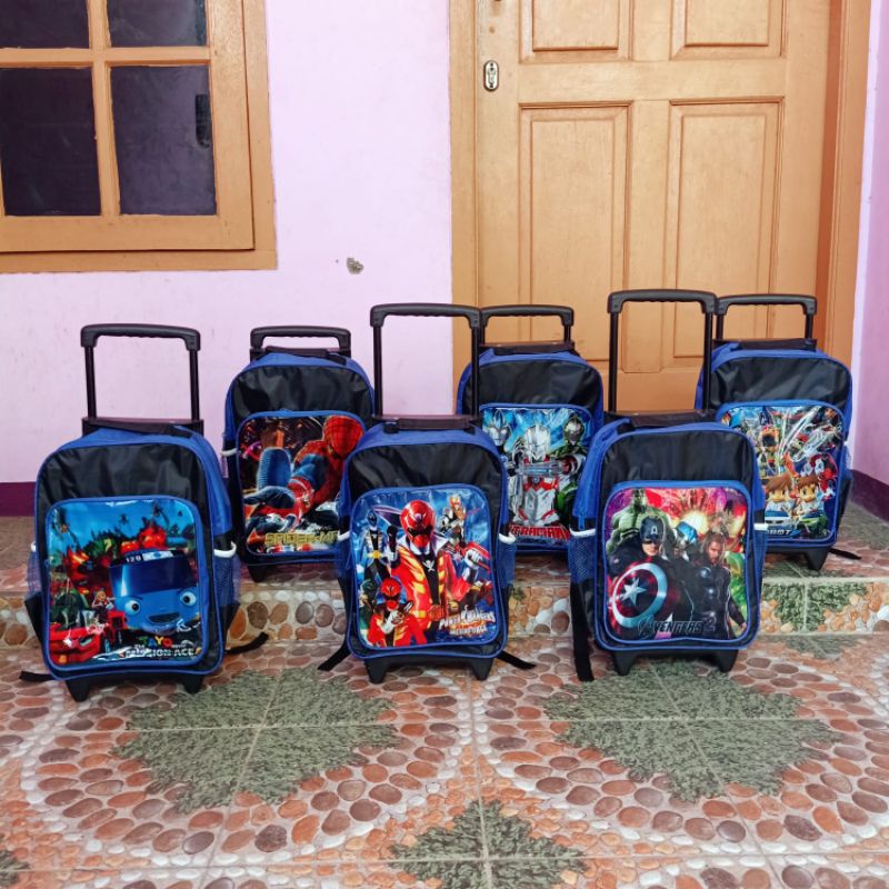 Tas troli anak laki laki sekolah SD TK paud / tas dorong / tas ransel dorong sekolah TK SD anak cowok by zellshop