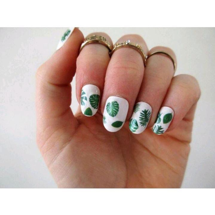 STICKER GREEN LEAF STICKER NAIL ART / WATER DECAL STICKER DAUN NAIL ART / KUKU