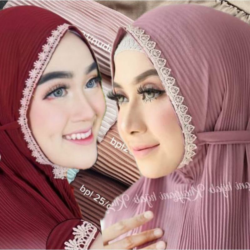 Bergo Tali Maryam Full Plisket Renda Diamond Premium by Natasha Hijab