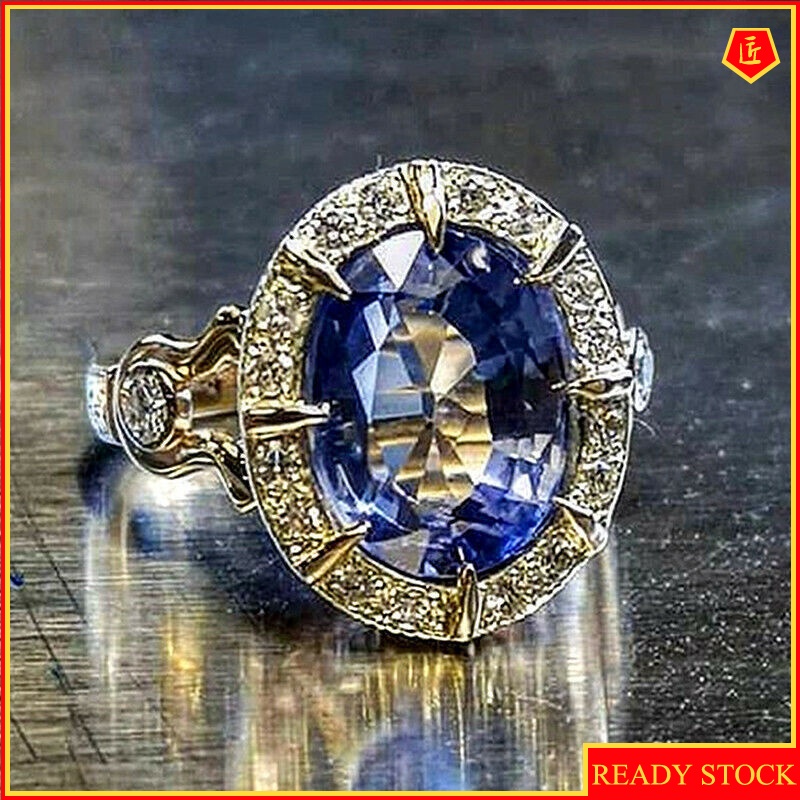 [Ready Stock]Luxury S925 Silver Jewelry Sapphire Ring