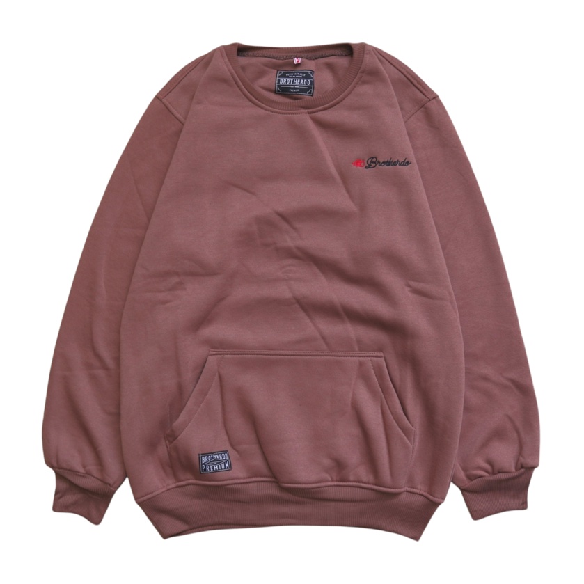 Crewneck sweater Pria / Wanita simpel bahan polos bordir Brotherdo