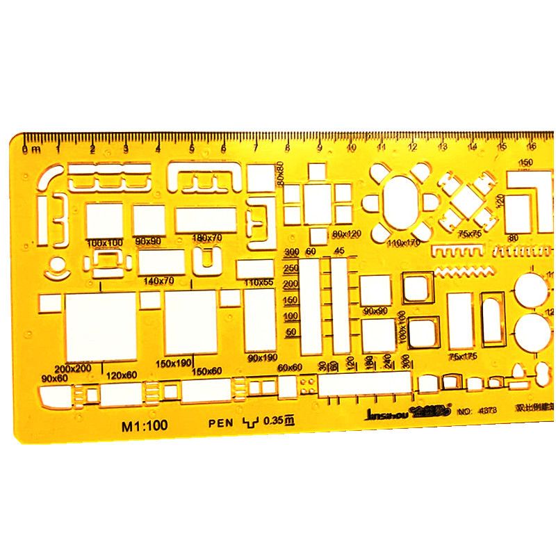 Penggaris Sablon Mal Mebel Furniture Penggaris Template Arsitektur Skala 1:100 1:200 Jinsihou 4373