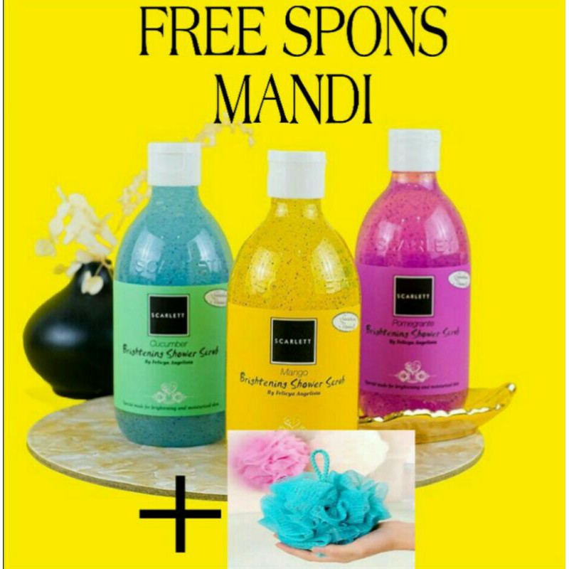 100% ORI SHOWER SCRUB (SABUN) SCARLETT WHITENING 3 VARIAN