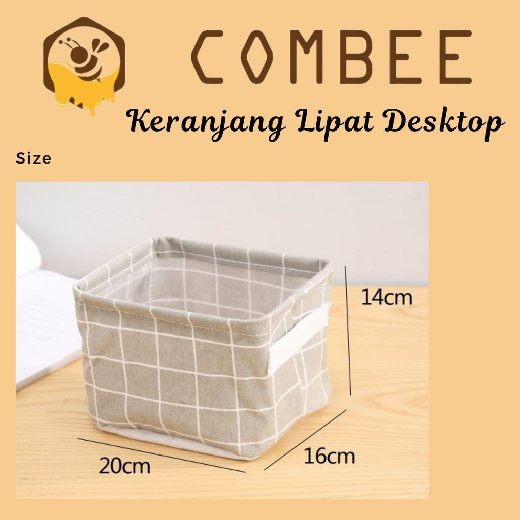 Keranjang Lipat Desktop Multi Fungsi / Cotton Linen / Praktis