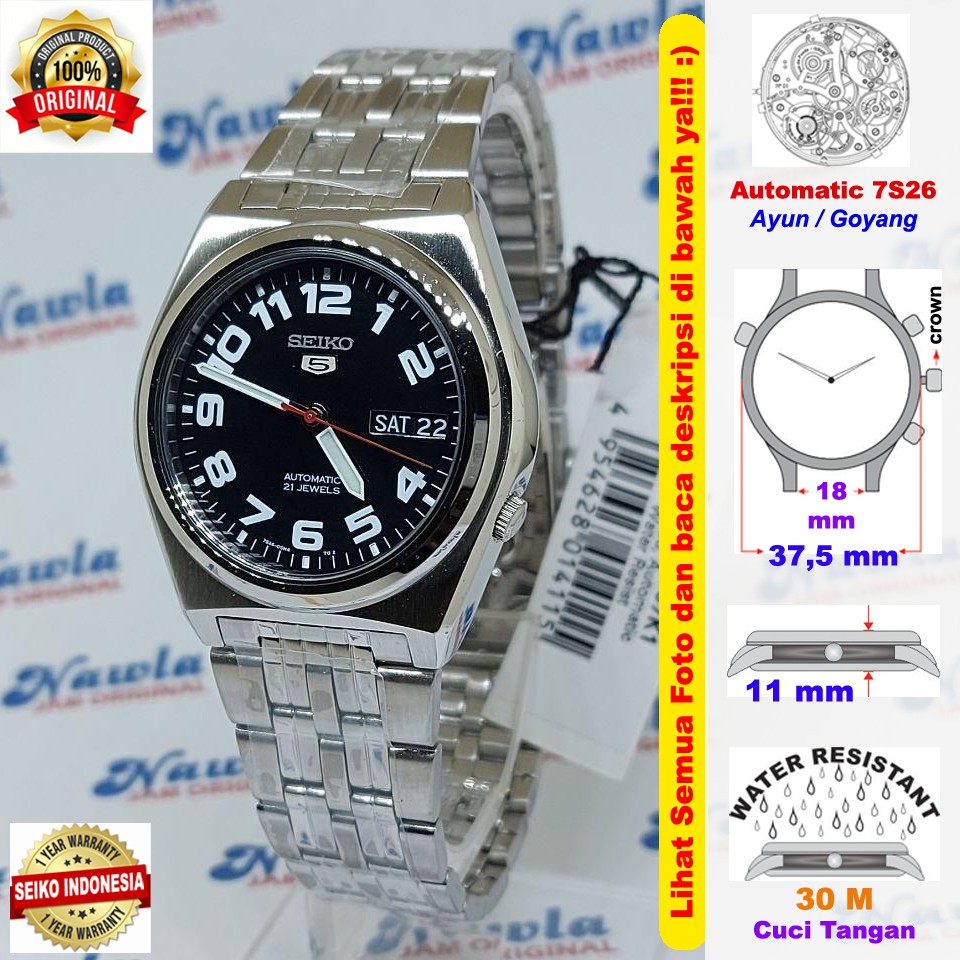 Seiko 5 Automatic SNK657k1 Black Dial | Jam Pria SNK 657