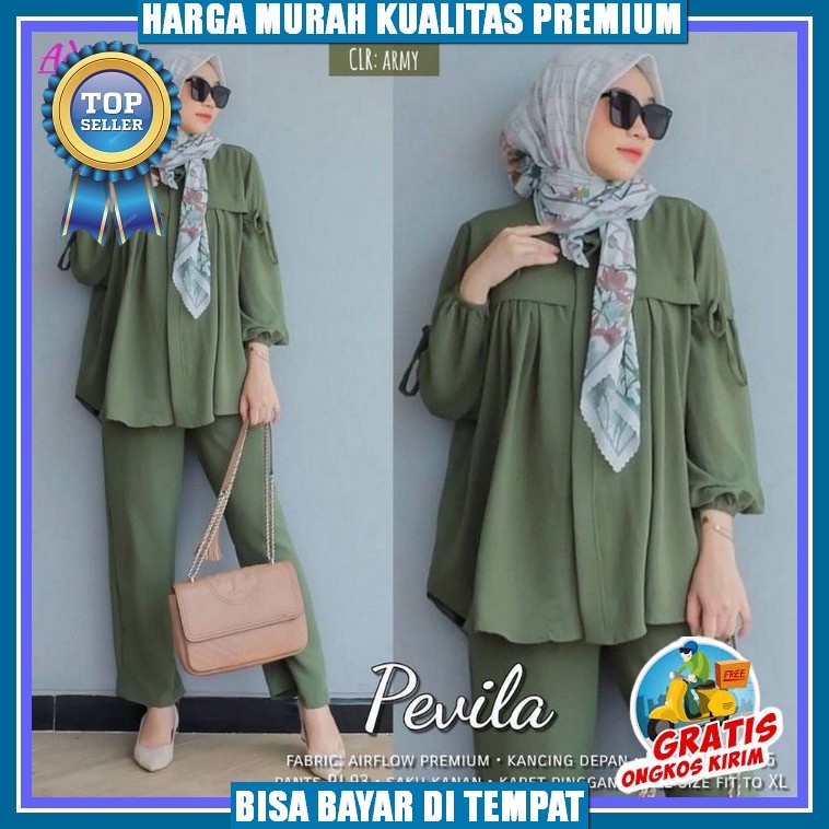Riri One Set Daily Kekinian / Setelan Wanita / Oneset Daily Set Kemeja Baju Celana Wanita / Setelan 