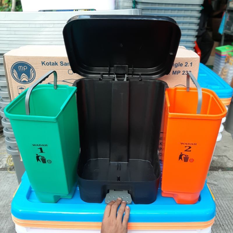 Tempat Sampah Injak 2 Wadah Terpisah / Tempat Sampah Organik - MPW