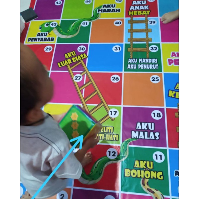 1,5x2 mtr ular tangga kata positif raksasa edukatif edugame edutoy matras main anak cerdas
