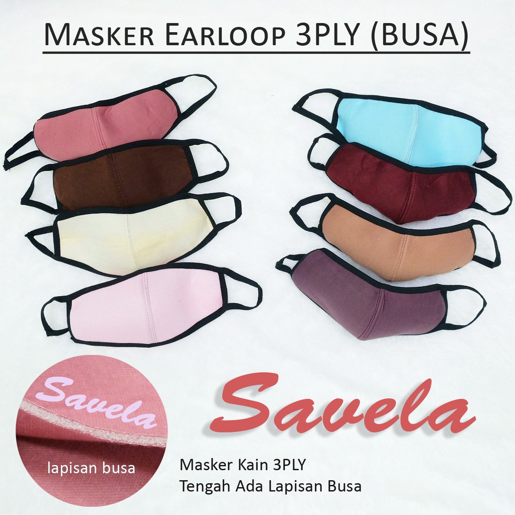 MASKER 3Ply | Masker Kain + Busa 3 Lapis / Bisa Di Cuci / Masker Earloop / art SVL MK 02