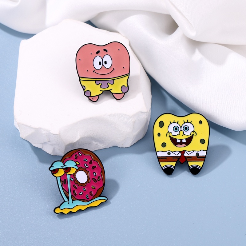 Bros Pin Enamel Bentuk Kartun SpongeBob Patrick Star Untuk Hadiah Teman