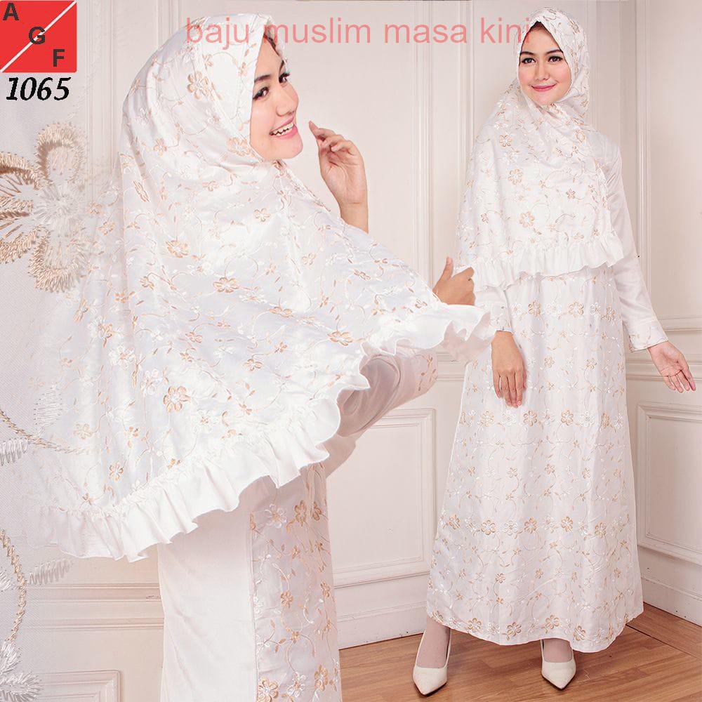 FASHION MUSLIM KEKINIAN BARU Baju Gamis Wanita / Gamis Putih / Muslim Satin #1065 STD