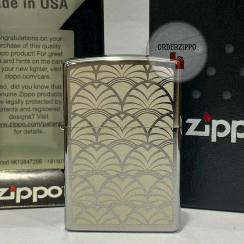 Jual Zippo Original 49207 Art Deco Design Brushed Chrome Shopee Indonesia