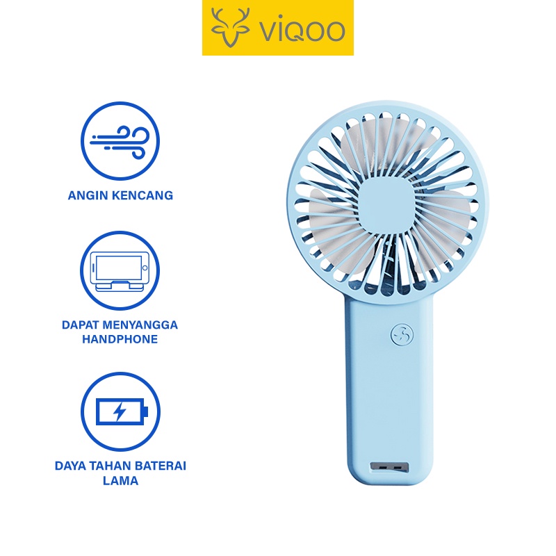 【COD】Viqoo Kipas Angin Mini Portable Rechargeable Fan 3-Speed Kipas Angin Genggam Bisa Phone Stand - F10