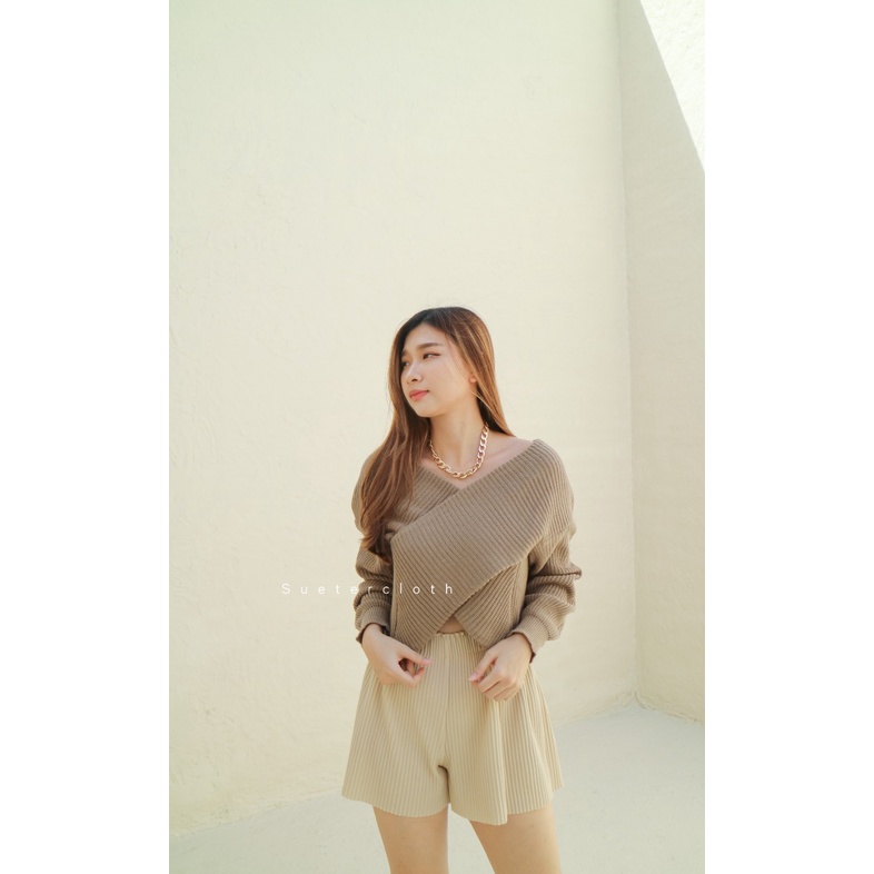 Nala Sweater Top Premium Knit Off Shoulder Atasan Wanita Rajut Premium Sabi Knit Swetaer Rajut