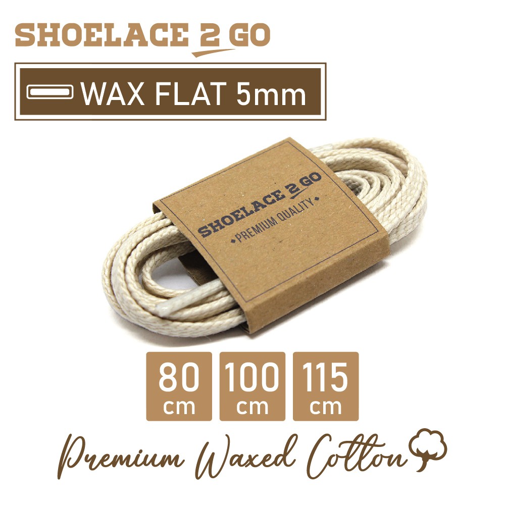 SHOELACE 2 GO PREMIUM TALI SEPATU LILIN WAX GEPENG PIPIH FLAT - WF5 - A2 - IVORY - 5MM