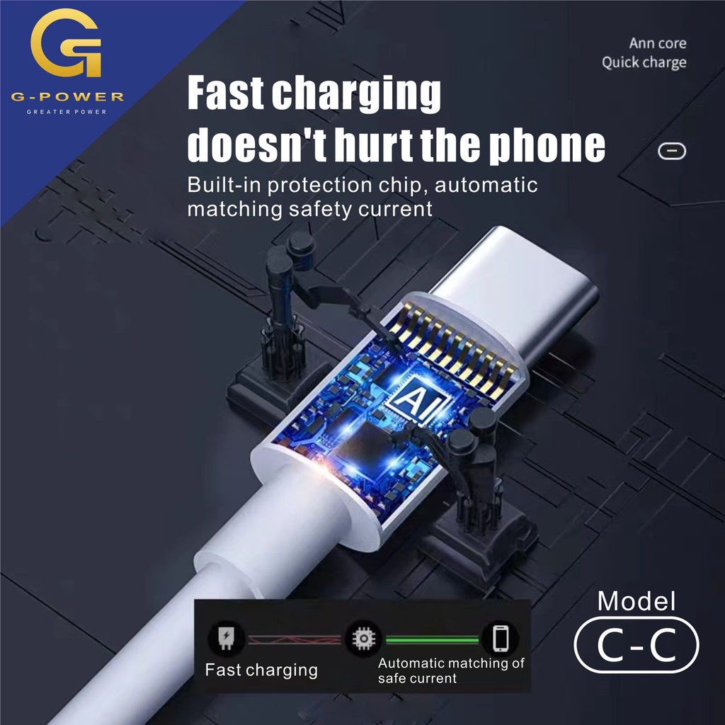 G-POWER Kabel Data Charger Type C To USB C Cable 20W Fast Charging Power Delivery Bergaransi