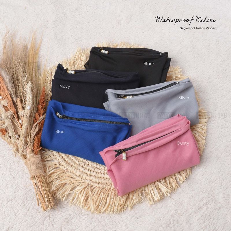 Hijab Segiempat Instan Zipper Waterproof Kelim