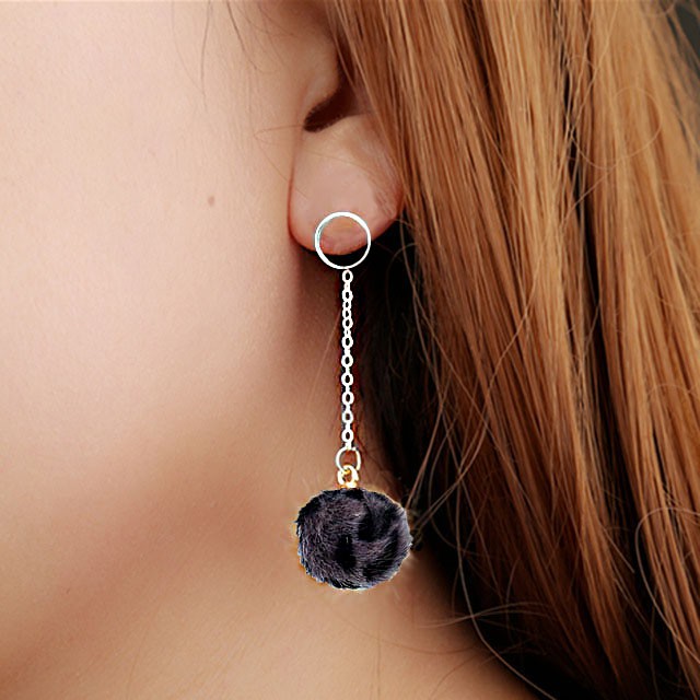 Anting Korea Wanita Simple / Anting Tusuk Rantai Bola Loreng