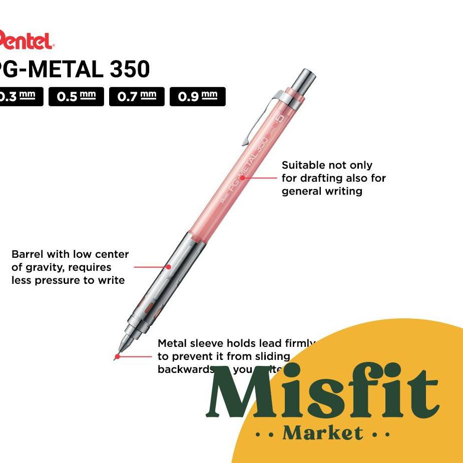 

Dijamin Miring harga.. Pentel PG Metal 350 Mechanical Pencil 0.3 0.5 0.7 0.9 mm