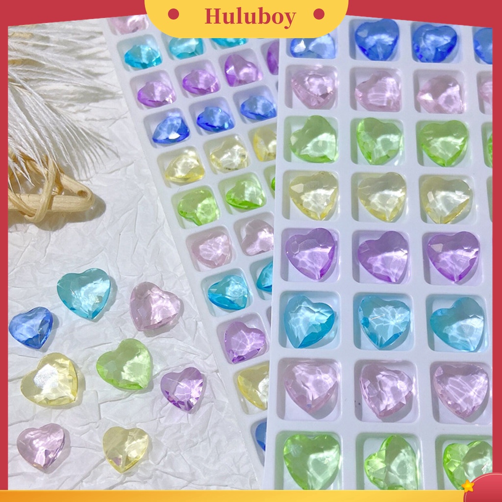 Huluboy Huluboy♡ 10pcs Charms Berlian Imitasi Bentuk Hati 3D Warna Campur Untuk Dekorasi Nail Art