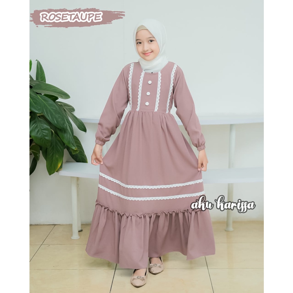 Gamis Anak REYNA DENISA aku karissa kids Itycrepe Kancing BAJU MUSLIM RENDA ADEM BEST SELLER S M L XL