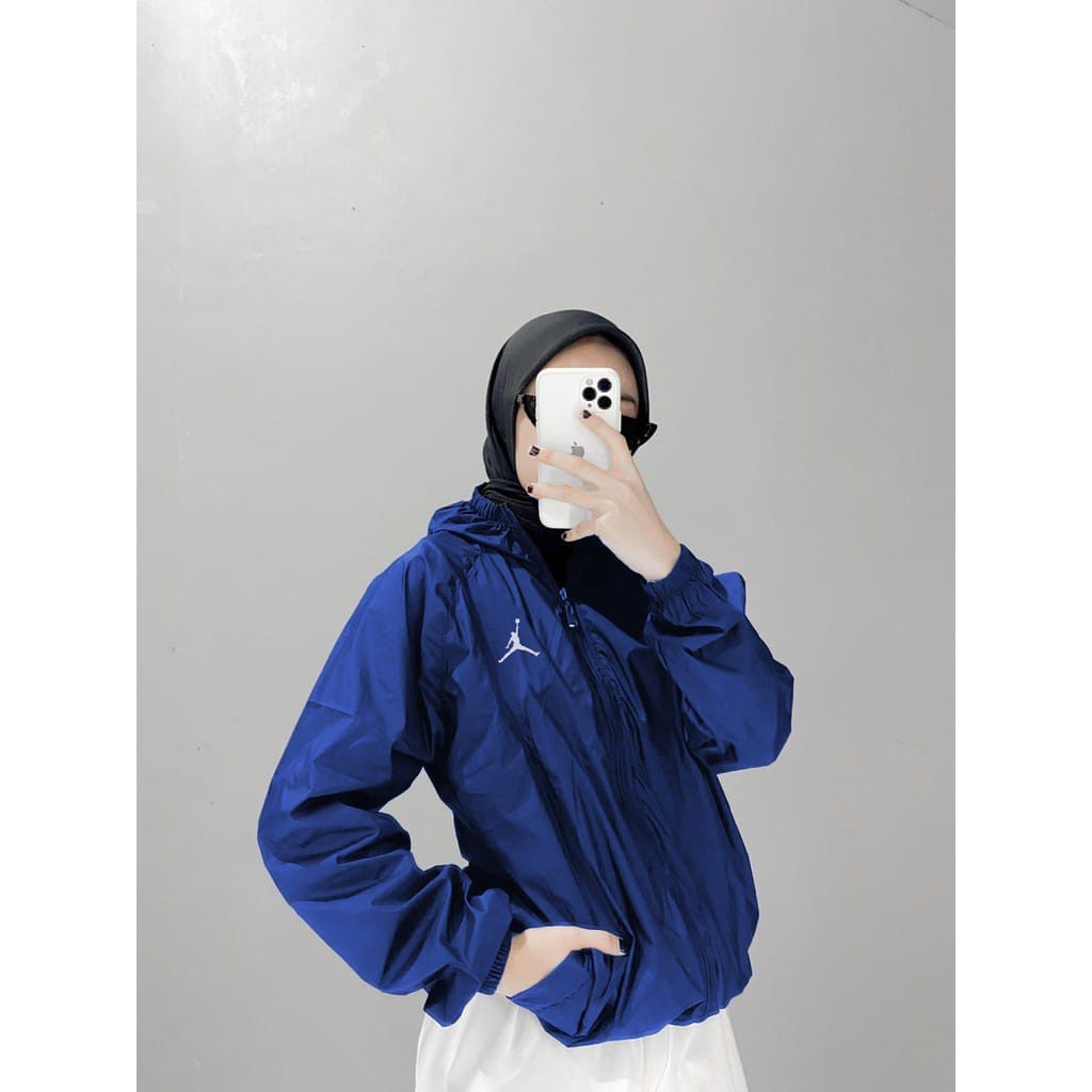 Jaket Olahraga Parasut Pria dan Wanita , Sauna Suit, Jogging, Lari, Bersepeda, Despo, Gym Fitnes, Senam, Pria dan Wanita-BIRU JORDAN