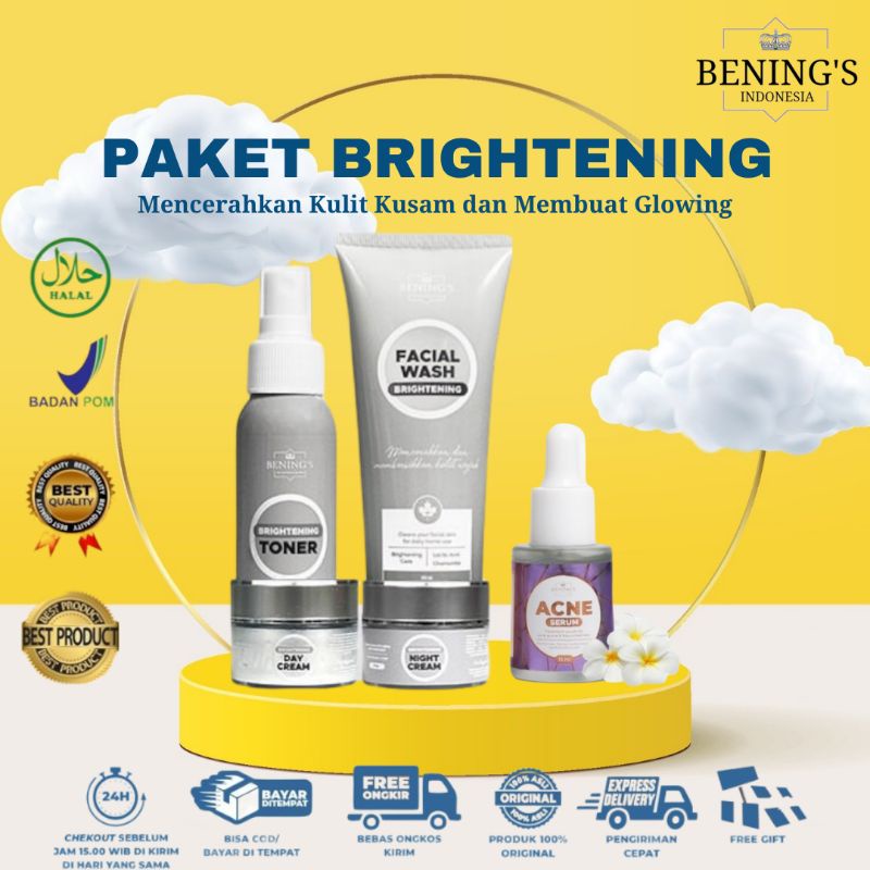 BENINGS SKINCARE DR OKY PRATAMA PAKET BRIGHTENING DENGAN SERUM | BENING SKINCARE | BENING CLINIC | BENINGS CLINIC-BRIGHT + ACNE SERUM
