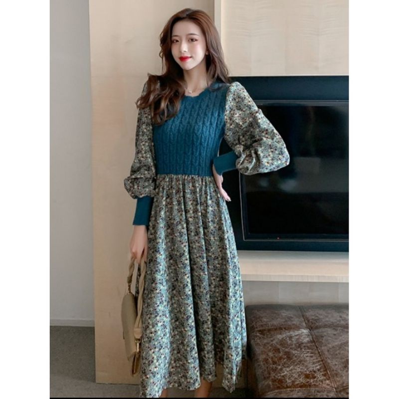 dress import korean / dress bunga flower floral garden / maxi dres korea bangkok maxy vintage impor