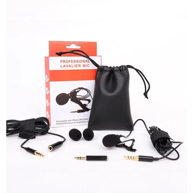 ♪ MIC-009 Clip Mini On Lavalier Mic condenser 3.5mm Free Adaptor Aux ◌