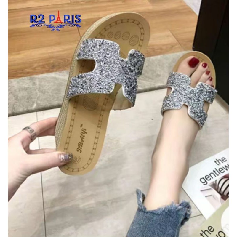 SANDAL TALI SNEAKER CEWEK WARNA HIJO SILVER TERMURAH HARGA TERJANGKAU