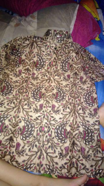 Distro Batik Hrb026 Kenongo Kemeja Tosca Pende Pekalongan Padi M L Xl Sogan Tulis Halus Kemeja Batik