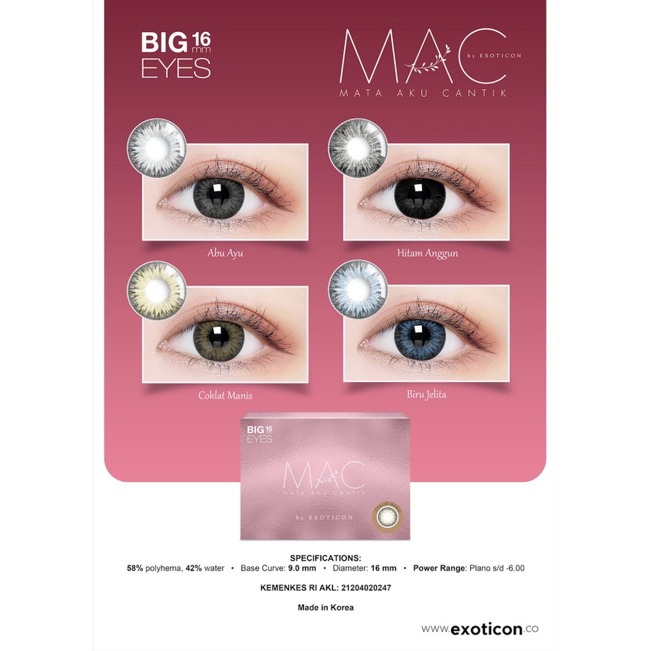 SOFTLENS MAC MINUS (COKLAT MANIS &amp; ABU AYU)