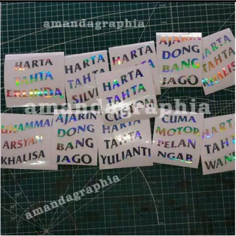 

Cutting Sticker Hologram Harta Tahta Costum Nama