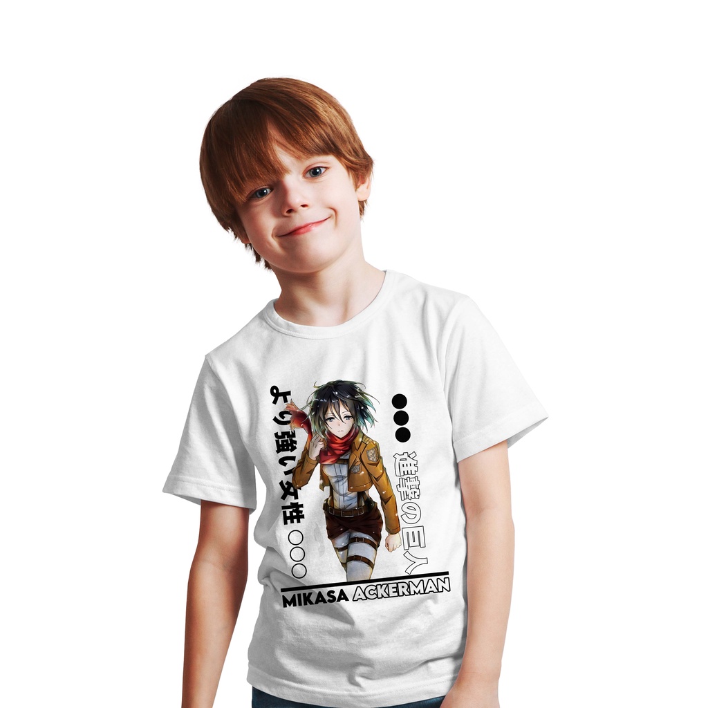 T-SHIRT KIDS ATTACK ON TITAN LOGO MIKASA STRONGER LEGION SHINGEKI NO KYOJIN