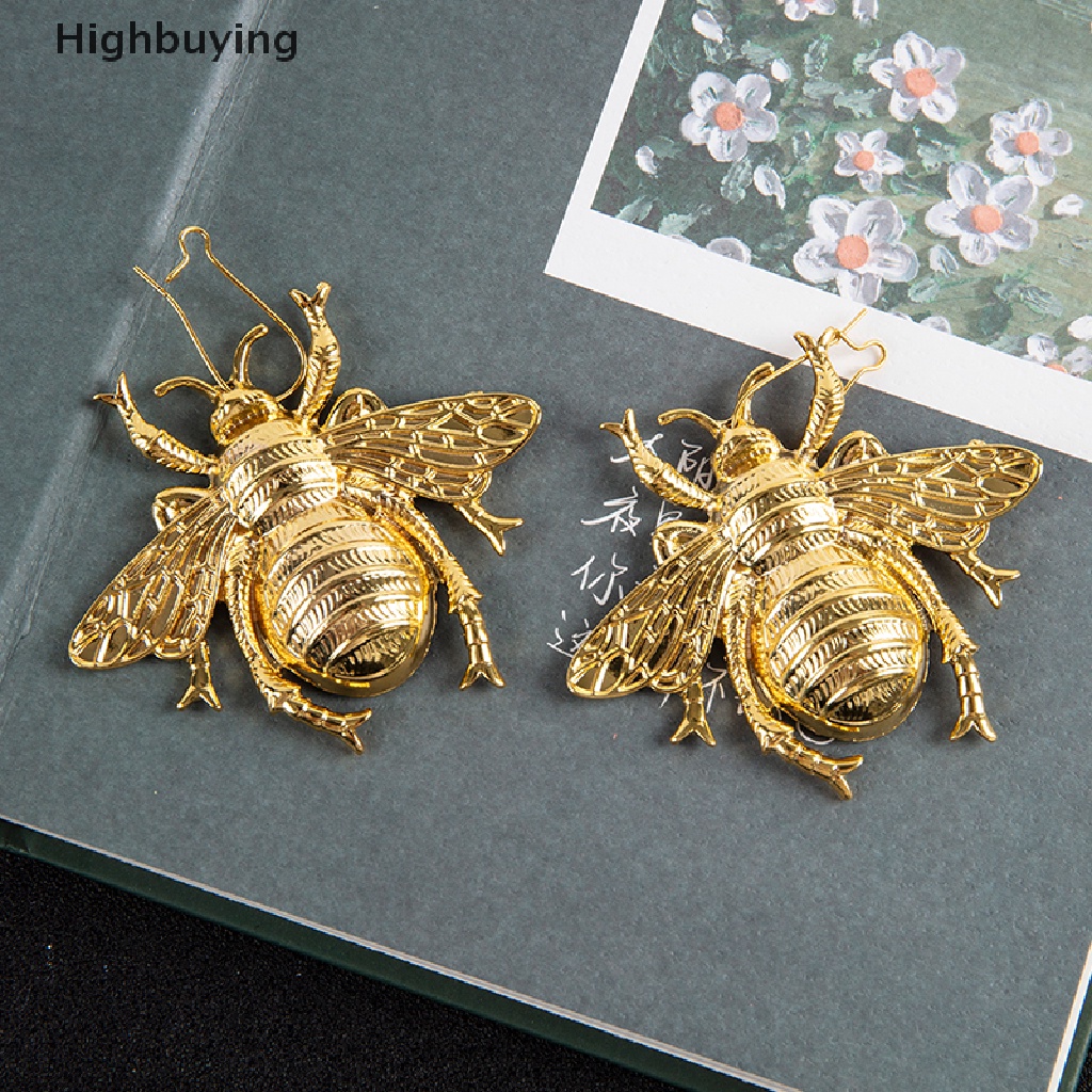 Anting Stud Desain Lebah Bumblebee Besar Warna Silver / Gold Bahan Metal Gaya Retro Minimalis Untuk Wanita Glory