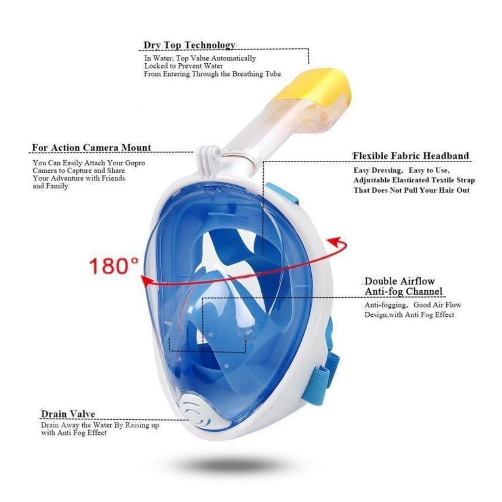 Kacamata Renang Menyelam Snorkeling Fullface XL YE047 With Cam Adapter 111140