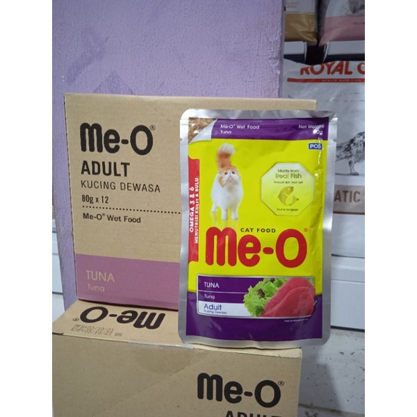 meo pouch adult tuna in jelly 85gram makanan kucing sachet